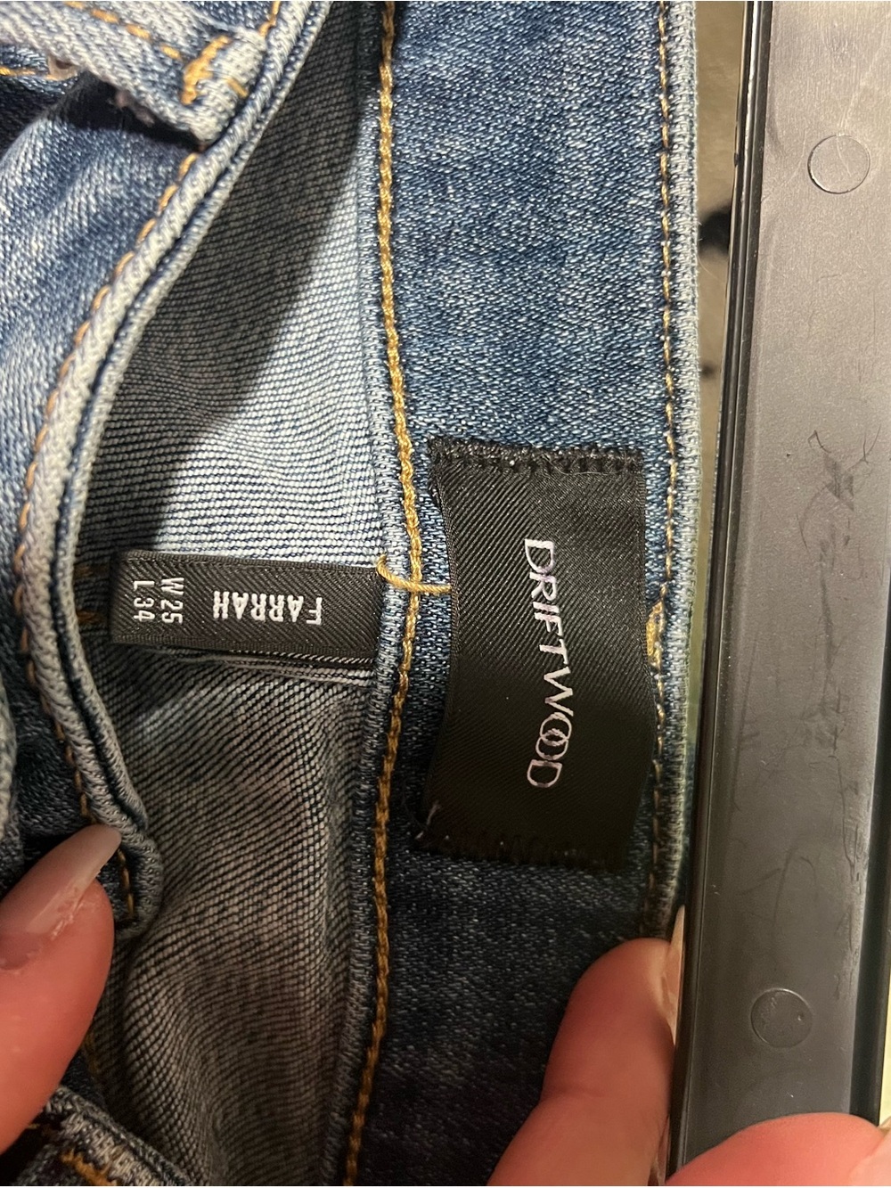 DRIFTWOOD Blue Denim Flare Jeans with Multi-Color Floral Embroidery - Picture 5 of 5
